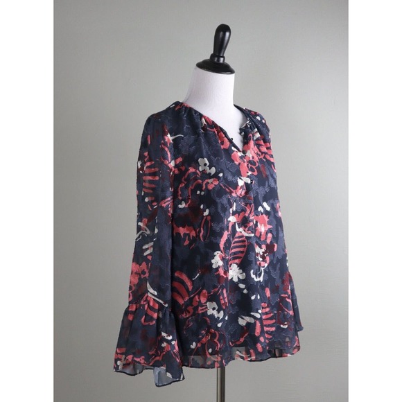 TANYA TAYLOR $295 Floral Lined Clip Swiss Textured Blouse Top Size Medium - Picture 2 of 6